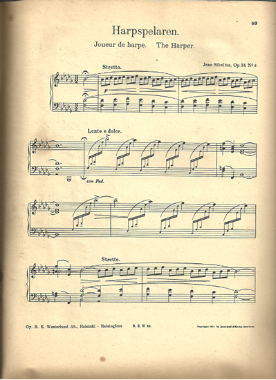 Picture of Harpspelaren, The Harper, Jean Sibelius Op. 34 No. 8, piano solo