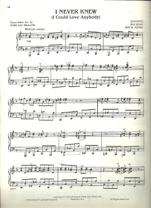 Picture of I Never Knew (I Could Love Anybody), Tom Pitts/ Ray Egan/ Roy K. Marsh, transcribed by Mary Lou Williams, piano solo sheet music