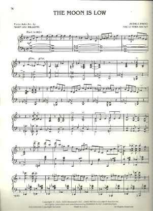 Picture of The Moon is Low, Arthur Freed & Nacio Herb Brown, arr. Mary Lou Williams, piano solo sheet music