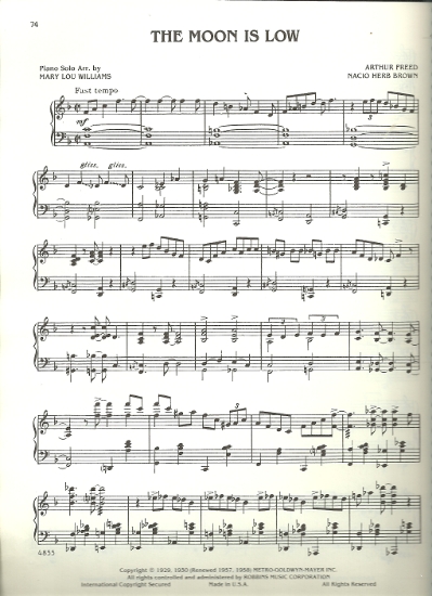 Picture of The Moon is Low, Arthur Freed & Nacio Herb Brown, arr. Mary Lou Williams, piano solo sheet music