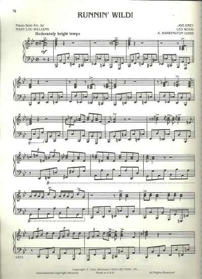 Picture of Runnin' Wild, Joe Grey/Leo Wood/A. Harrington Gibbs, arr. Mary Lou Williams, piano solo sheet music