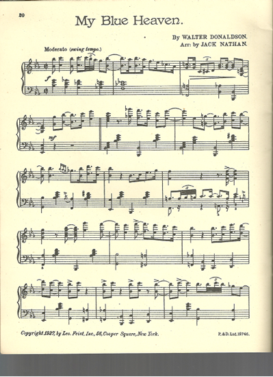 Picture of My Blue Heaven, Walter Donaldson, arr. Jack Nathan, piano solo