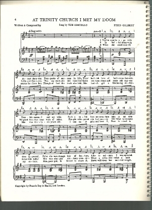 Picture of At Trinity Church I Met My Doom, Fred Gilbert, sung by Tom Costello, British Music Hall, sheet music