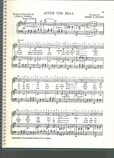 Picture of After the Ball, Charles K. Harris & Henry E. Pether, British Music Hall, sheet music
