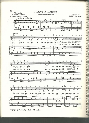 Picture of I Love a Lassie, Harry Lauder & Gerald Grafton, British Music Hall, sheet music