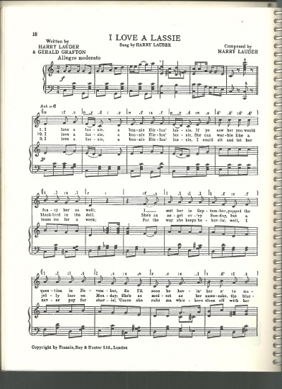 Picture of I Love a Lassie, Harry Lauder & Gerald Grafton, British Music Hall, sheet music