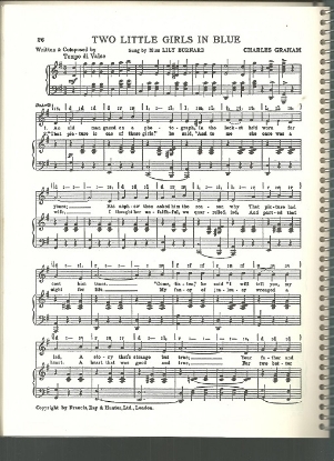 Picture of Two Little Girls in Blue, Charles Graham, sung by Miss Lily Burnard, British Music Hall, sheet music