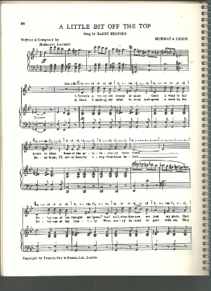 Picture of A Little Bit Off the Top, Murray & Leigh, sung by Harry Bedford, British Music Hall, sheet music