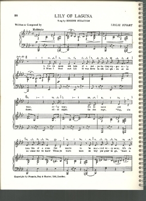 Picture of Lily of Laguna, Leslie Stuart, sung by Eugene Stratton, British Music Hall, sheet music