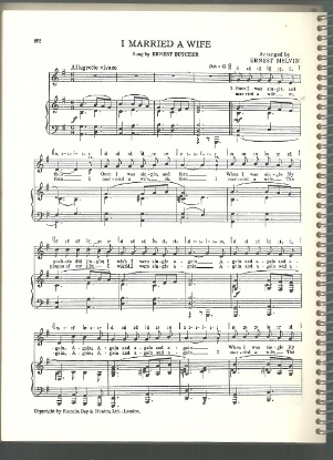 Picture of I Married a Wife, Ernest Melvin, sung by Ernest Butcher, British Music Hall, sheet music