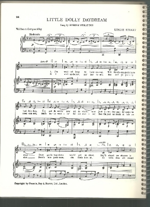 Picture of Little Dolly Daydream, Leslie Stuart, sung by Eugene Stratton, British Music Hall, sheet music