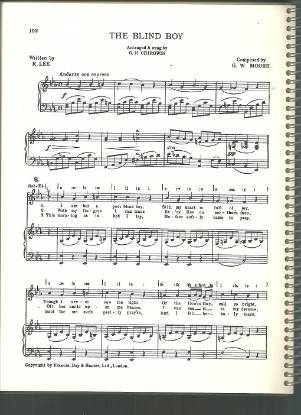 Picture of The Blind Boy, R. Lee & G. W. Moore, sung by G. H. Chirgwin, British Music Hall, sheet music