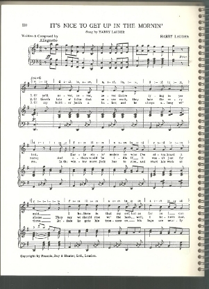 Picture of It's Nice to Get Up in the Mornin', Harry Lauder, British Music Hall, sheet music