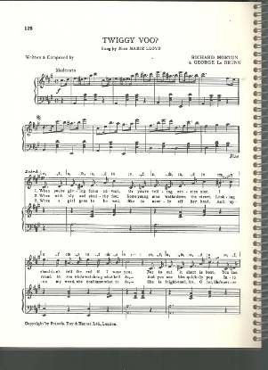 Picture of Twiggy Voo?, Richard Morton & George LeBrunn, sung by Miss Marie Lloyd, British Music Hall, sheet music