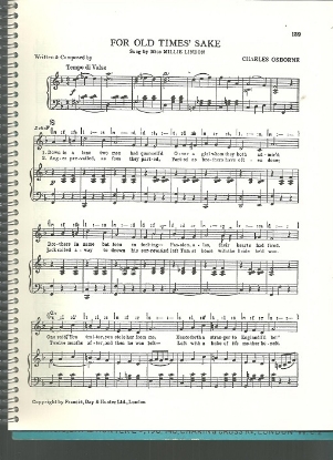 Picture of For Old Times' Sake, Charles Osborne, sung by Millie Lindon, British Music Hall, sheet music