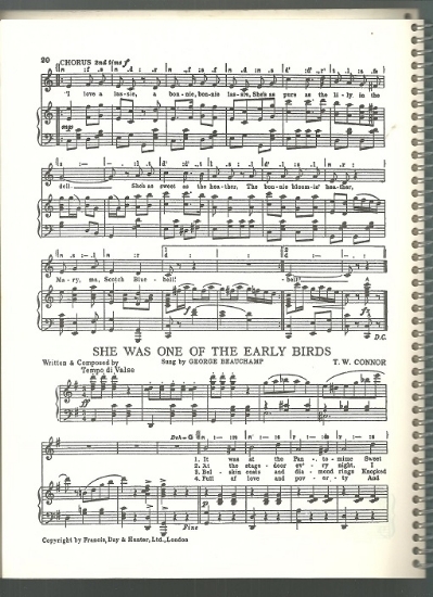 Picture of She Was One of the Early Birds, T. W. Connor, sung by George Beauchamp, British Music Hall, pdf copy