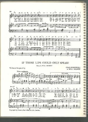 Picture of If Those Lips Could Only Speak, Chas Ridgewell & Will Godwin, British Music Hall, sheet music