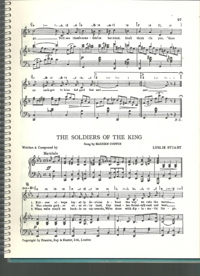 Picture of The Soldiers of the King, Leslie Stuart, sung by Hayden-Coffin, British Music Hall, sheet music
