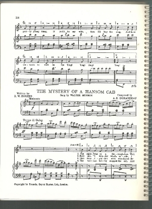 Picture of The Mystery of a Hansom Cab, E. W. Rogers & A. E. Durandeau, sung by Walter Munroe, British Music Hall sheet music