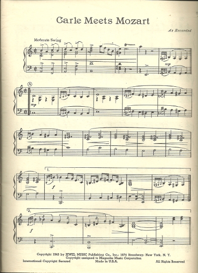 Picture of Carle Meets Mozart, Frankie Carle, piano solo, sheet music