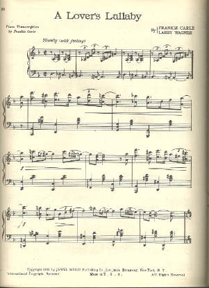 Picture of A Lover's Lullaby, Frankie Carle & Larry Wagner, piano solo, sheet music
