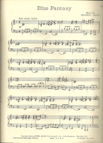 Picture of Blue Fantasy, Frankie Carle, piano solo, pdf copy