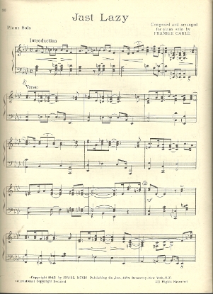 Picture of Just Lazy, Frankie Carle, piano solo, sheet music