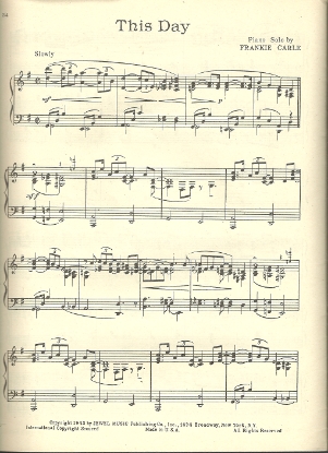 Picture of This Day, Frankie Carle, piano solo sheet music