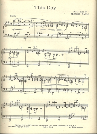 Picture of This Day, Frankie Carle, piano solo sheet music