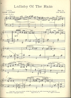 Picture of Lullaby of the Rain, Lou Ricca & Barbs Furman, arr. Frankie Carle for piano solo, sheet music