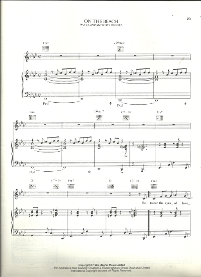 Picture of On the Beach, Chris Rea, sheet music