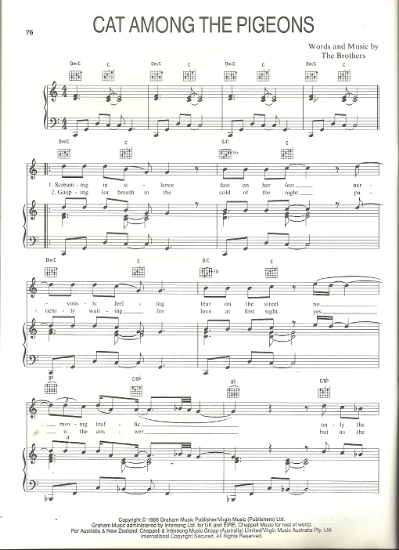 Picture of Cat Among the Pigeons, The Brothers, sheet music