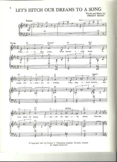 Picture of Let's Hitch Our Dreams to a Song, Freddy Grant, sheet music