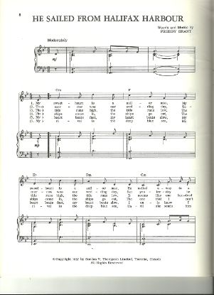 Picture of He Sailed from Halifax Harbour, Freddy Grant, sheet music