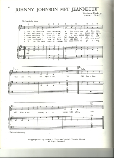 Picture of Johnny Johnson Met Jeannette, Freddy Grant, sheet music