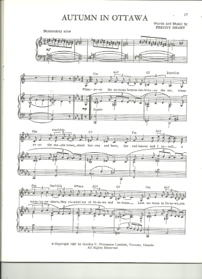 Picture of Autumn in Ottawa, Freddy Grant, sheet music