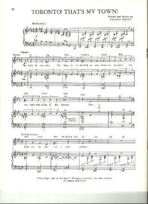 Picture of Toronto That's My Town, Freddy Grant, sheet music