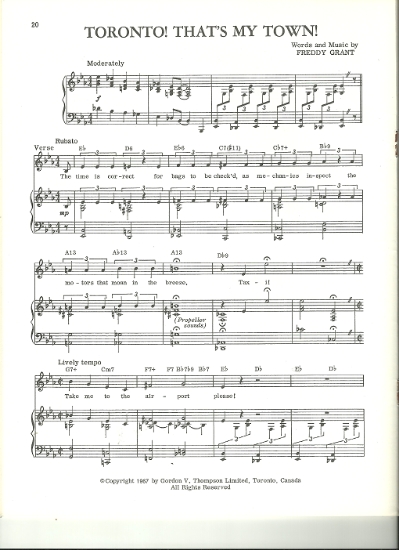 Picture of Toronto That's My Town, Freddy Grant, sheet music