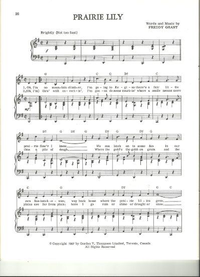 Picture of Prairie Lily, Freddy Grant, sheet music