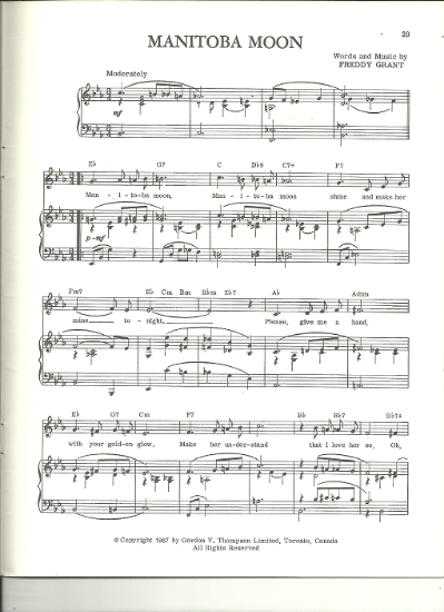 Picture of Manitoba Moon, Freddy Grant, sheet music