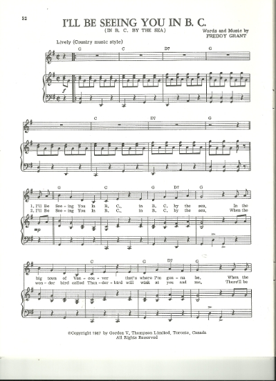 Picture of I'll Be Seeing You in B. C., Freddy Grant, sheet music