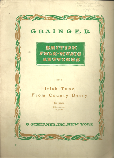 Picture of Irish Tune from County Derry, set for piano solo by Percy Grainger