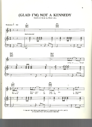 Picture of (Glad I'm) Not a Kennedy, Shona Laing, sheet music