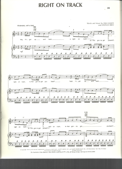 Picture of Right on Track, Dan Gilroy & Stephen Bray, recorded by Breakfast Club, sheet music
