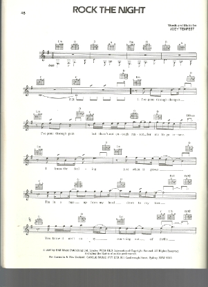 Picture of Rock the Night, Joey Tempest, recorded by Europe, sheet music