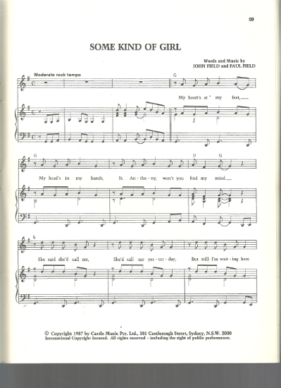 Picture of Some Kind of Girl, John & Paul Field, recorded by The Cockroaches, sheet music