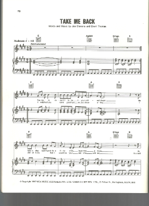 Picture of Take Me Back, Jon Stevens & Brent Thomas, recorded by Noiseworks, sheet music