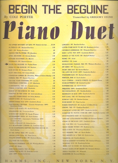 Picture of Begin the Beguine, Cole Porter, transcr. for piano duet by Gregory Stone, sheet music