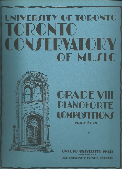 Picture of 1943, Royal Conservatory of Music, Grade  8 Piano Exam Book, 1943 Edition, University of Toronto, sheet music folio