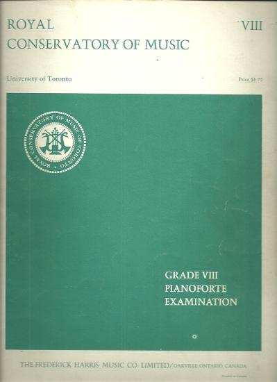 Picture of Royal Conservatory of Music, Grade  8 Piano Exam Book, 1968 Edition, University of Toronto, piano solo folio